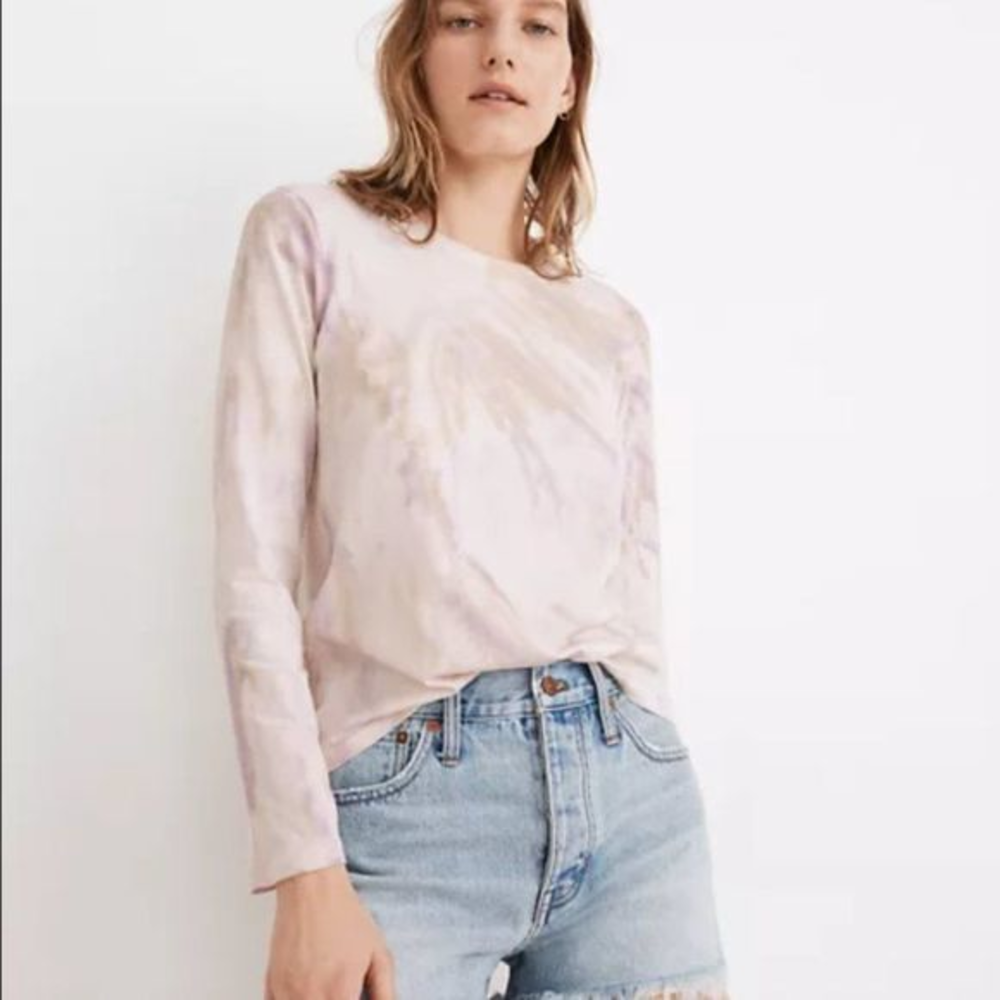 NWOT MADEWELL Northside Long Sleeve Tie Dye T-Shirt‎ in Vintage Petal (XS)